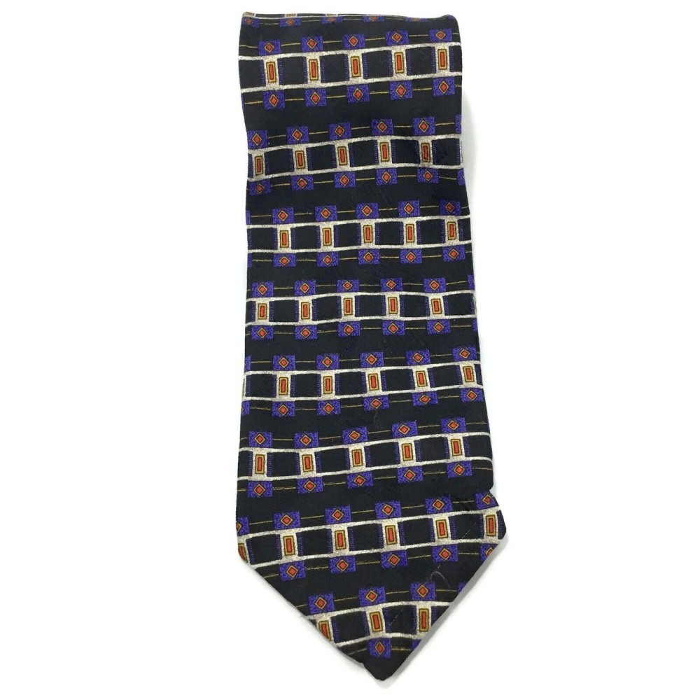 Robert Talbott Studio Black Red Blue Geometric Tie‎